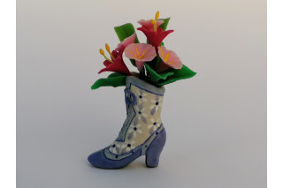 Stiefel blau mit Blumen