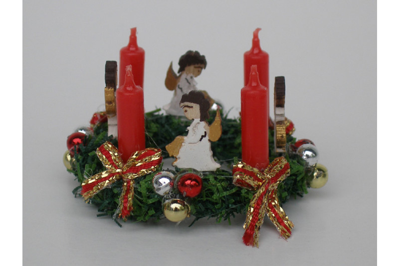 Türkranz mit Schleife weihnachtliche Dekoration Puppenhaus Miniaturen 1:12 