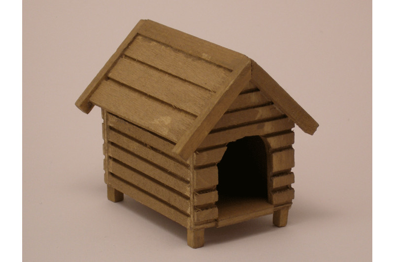 Miniatur f.d Hundehütte,naturholz Maßstab 1:12 Puppenstube/Puppen-Garten #02# 