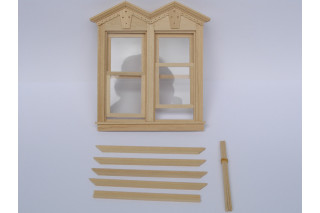 Viktorianisch Nicht Funktionsfähiges Fenster Puppenhaus Holz #5042 1pc 1/12 Maß 
