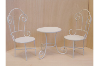 Tisch oval weiß lackiert Puppenstube Miniatur 