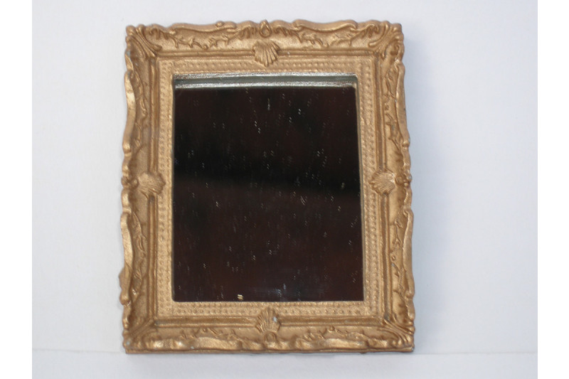 Puppenstube #01# Standspiegel mit goldfarbenem Rahmen,Maßstab 1:12,Miniatur f.d 
