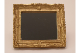 Puppenstube Miniatur Spiegel mit Goldrahmen 7,5 x 6 cm 