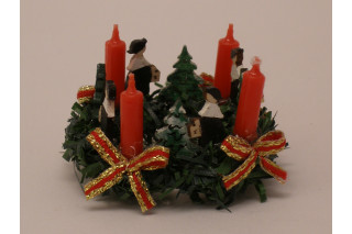 Adventskranz/Weihnachtskranz,Reutter-Porzellan,Maßstab 1:12,Miniatur-Puppenstube 