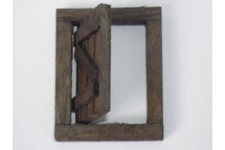 19x8 cm. unbehandelt Holztür mit Acrylglas für 1:12 Puppenhaus