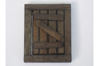 19x8 cm. unbehandelt Holztür mit Acrylglas für 1:12 Puppenhaus