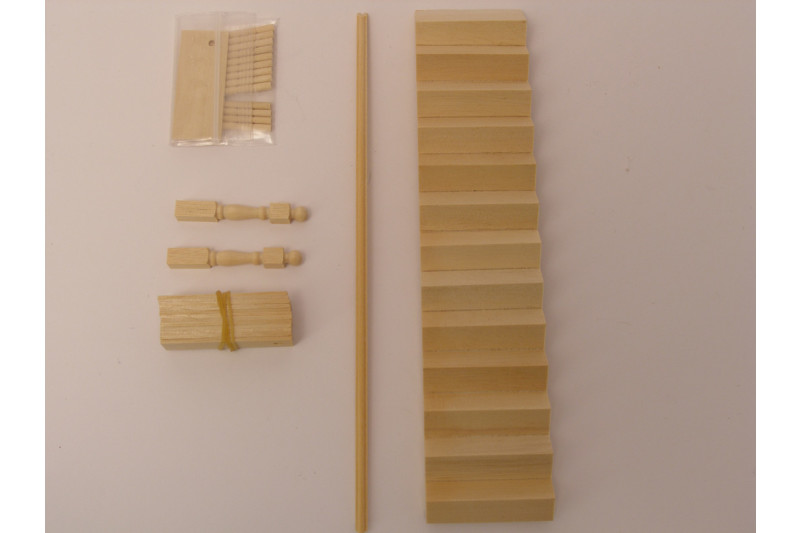 2 Stücke Miniature Treppen ohne Handlauf aus Holz für 1:12 Puppenhaus Diy