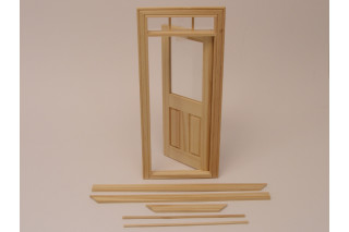Holztür mit Zargen für 1:12 Puppenhaus weiß 19,2x7,5 cm. 