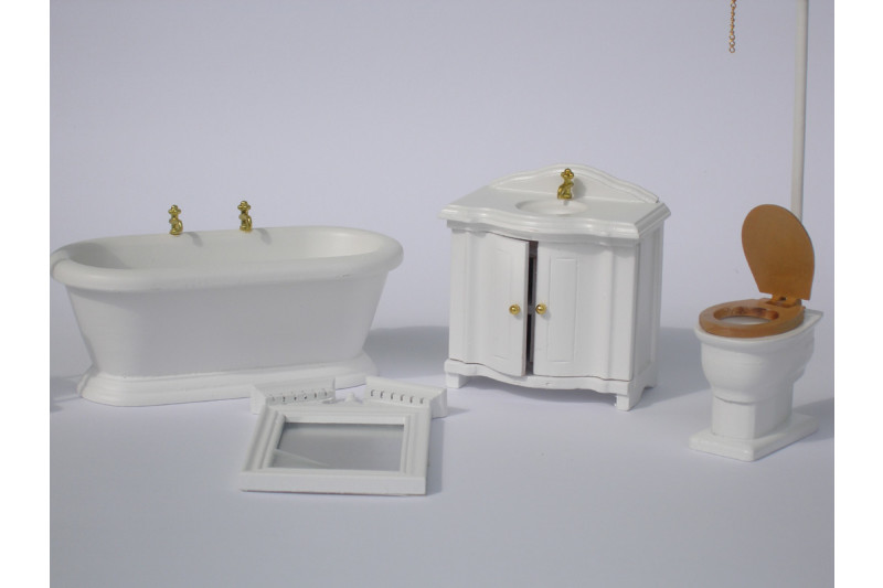 4pcs 1/12 Puppenstuben-Badewanne Miniatur Badmöbel-gesetze Installationsset 