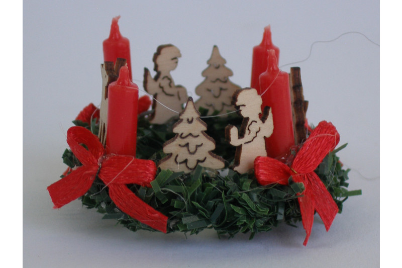 Adventskranz mit 4 Kerzen Weihnachten Puppenstube Miniatur 1:12 4,5cm 